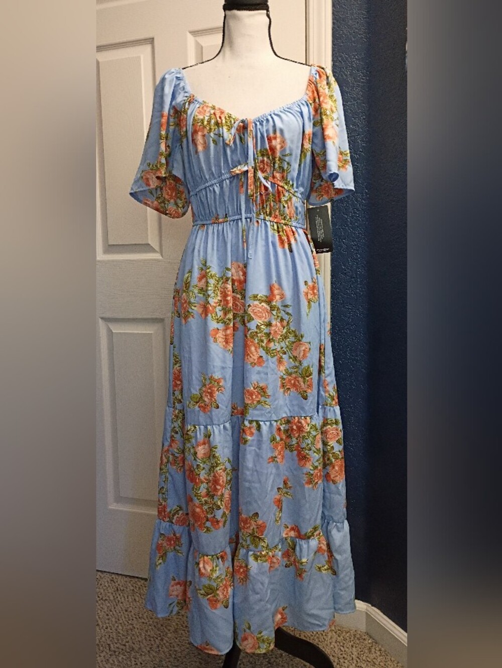Blush Light Blue Floral Maxi Dress